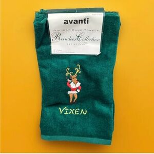 Vintage Avanti Hand Towel Reindeer Grand Prix 1978 Green NOS NWT Unused Lot of 5